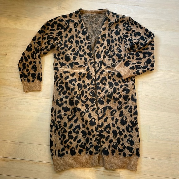 Chicwish leopard-print duster with pockets - Picture 1 of 2